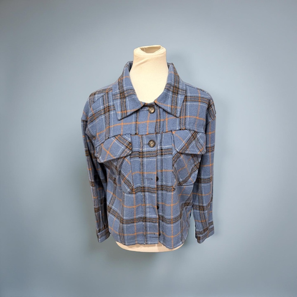 Democracy Blue Plaid Utility Jacket/ Shacket/Shirt